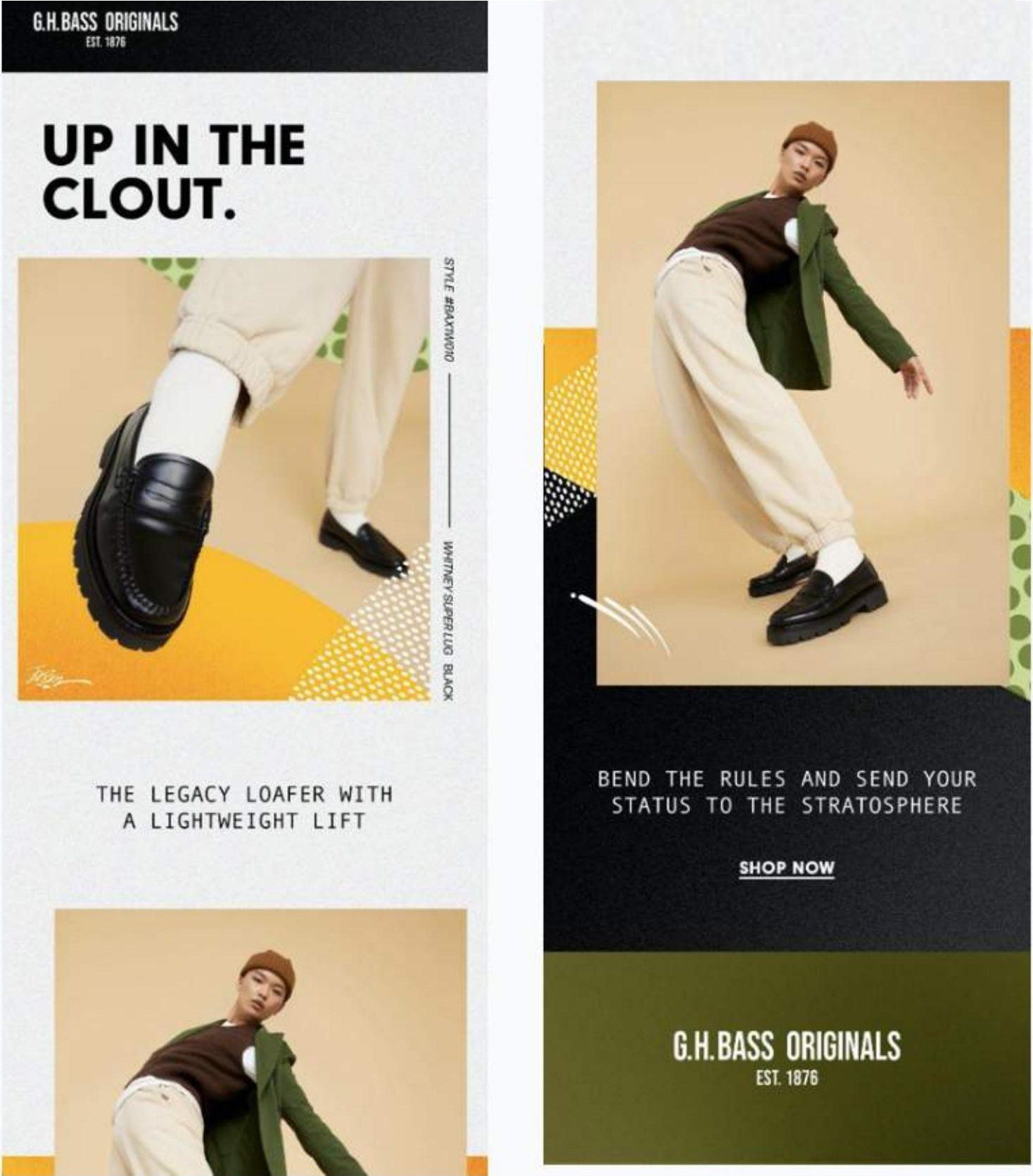 G.H. Bass Originals Spring 2022 email: Up in the clout. The legacy loafer with a lightweight lift.