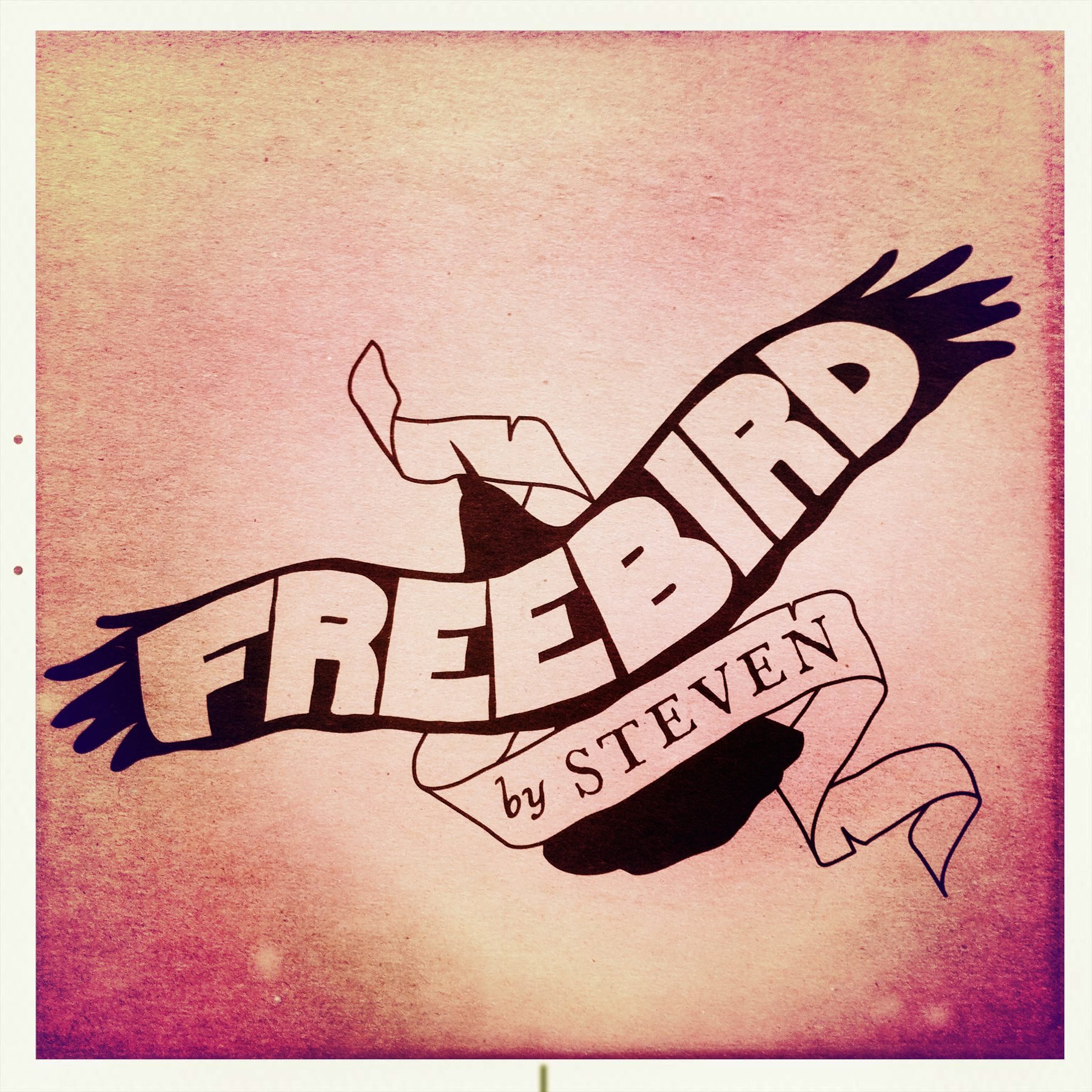 The hand-drawn Freebird by Steven logo: a bird carrying the wordmark and a banner
